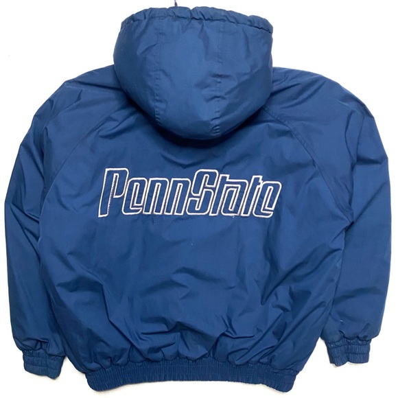 Vintage Penn State Nittany Lions Quilt Lined Full Zip Hooded Puffer Jacket XL - Picture 1 of 11